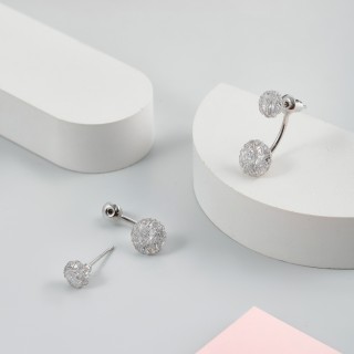 Серьги паутинка в белом золоте