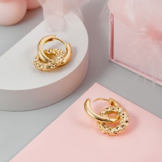 Серьги Мятые колечки в золоте