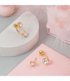 Серьги джекеты с камнем в золоте