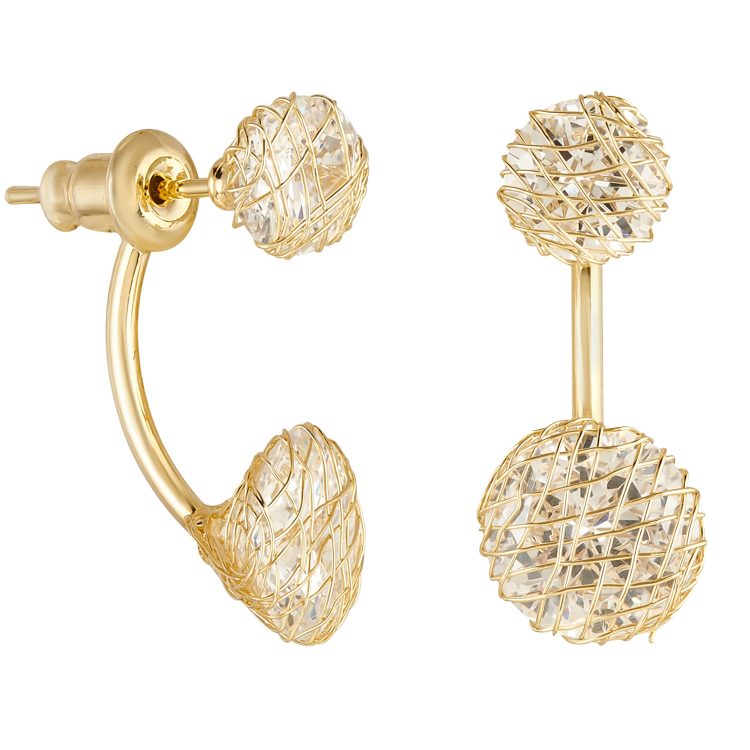 Серьги паутинка в золоте Meduza Crystal