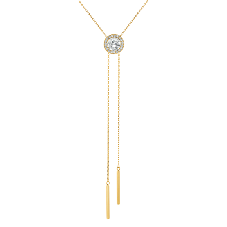 Подвеска с белым цирконом бегунок золотистая Meduza Crystal