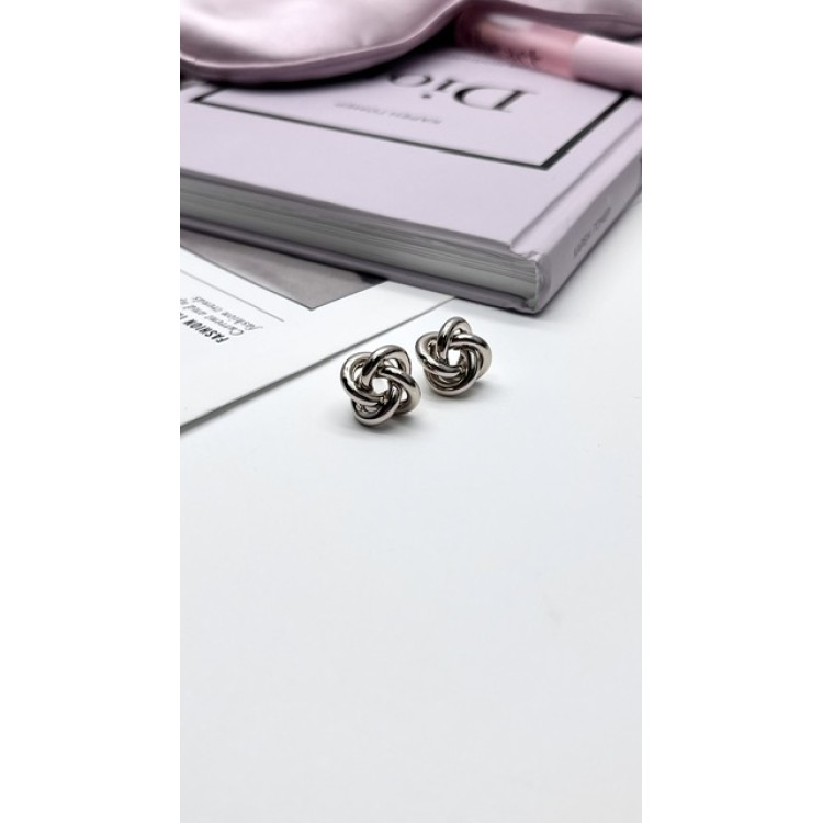 Серьги узелок кофейное золото Meduza Crystal