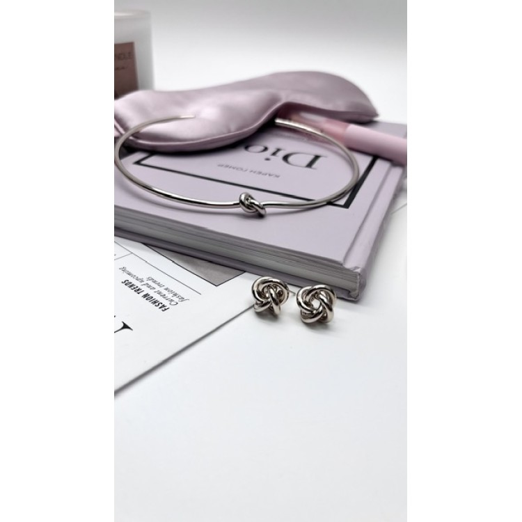 Серьги узелок кофейное золото Meduza Crystal