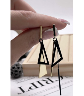 Серьги асимметрия треугольник  золотистые