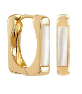 Серьги квадрат с вставкой перламутр в золоте