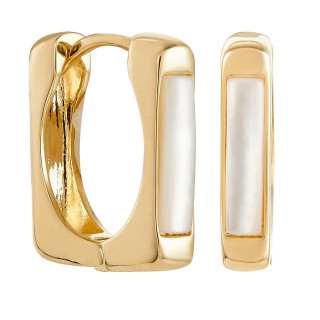 Серьги квадрат с вставкой перламутр в золоте