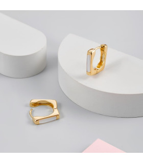 Серьги квадрат с вставкой перламутр в золоте