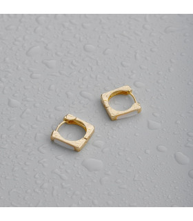 Серьги квадрат с вставкой перламутр в золоте