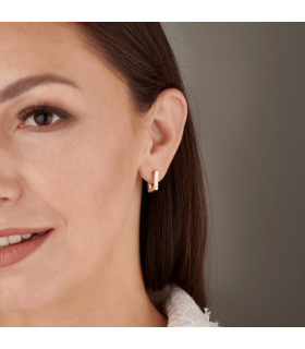 Серьги квадрат с вставкой перламутр в золоте