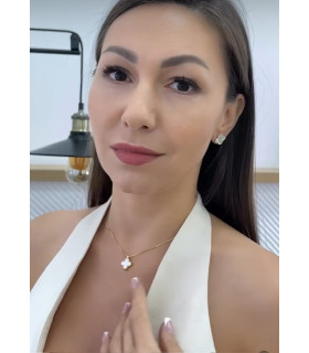 Серьги Ванклиф золотистые с белой вставкой