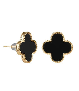 Серьги Ванклиф золотистые с черной вставкой