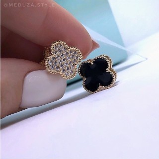 Серьги Ванклиф двухсторонние в золоте