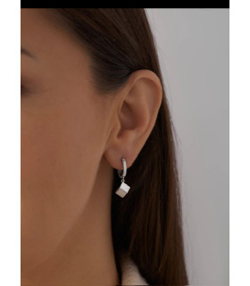 Серьги Кубы на колечках в серебре