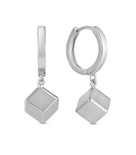 Серьги Кубы на колечках в серебре