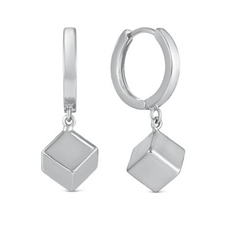 Серьги Кубы на колечках в серебре