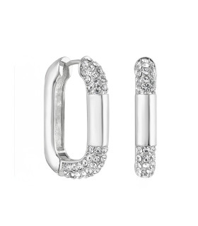 Серьги Скобы с цирконом серебристые 