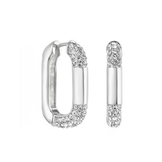 Серьги Скобы с цирконом серебристые 