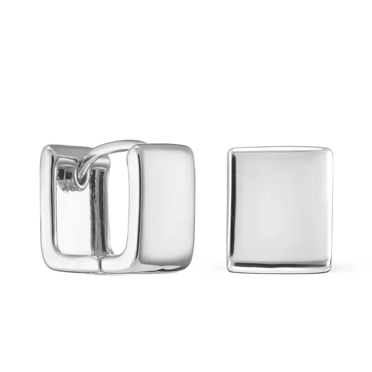 Серьги двухсторонние серебристые кубы Meduza Crystal