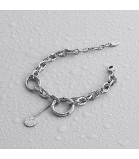 Браслет цепь серебристый