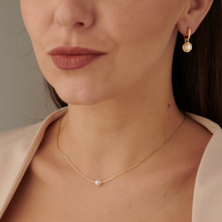 Подвеска с жемчугом в золоте Meduza Crystal