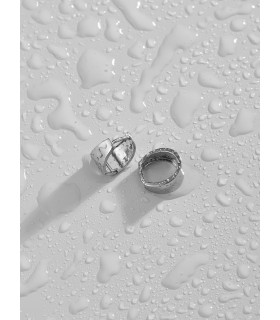 Серьги кольца маленькие широкие серебристые