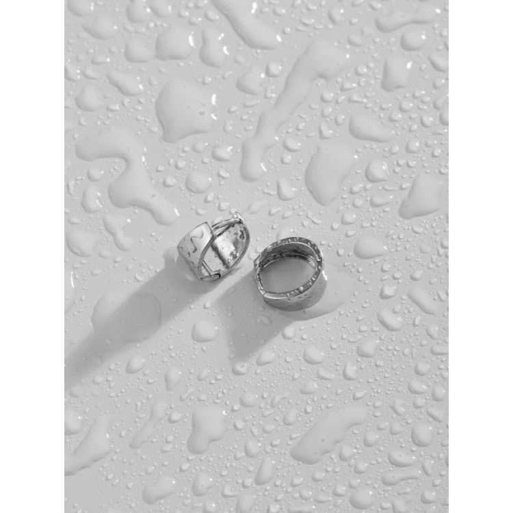 Серьги кольца маленькие широкие серебристые Meduza Crystal