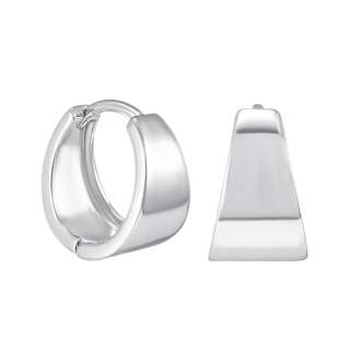 Серьги кольца маленькие широкие серебристые