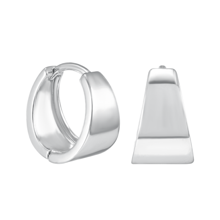 Серьги кольца маленькие широкие серебристые Meduza Crystal