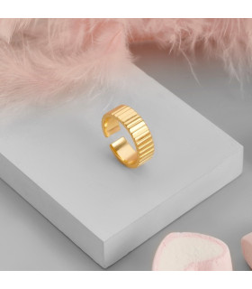 Кольцо ребристое в золоте безразмерное