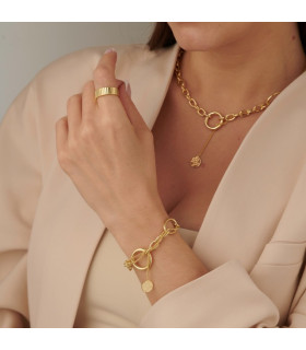 Кольцо ребристое в золоте безразмерное