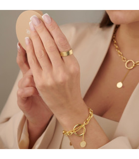 Кольцо ребристое в золоте безразмерное