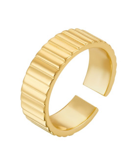 Кольцо ребристое в золоте безразмерное