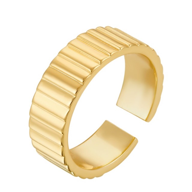 Кольцо ребристое в золоте безразмерное Meduza Crystal