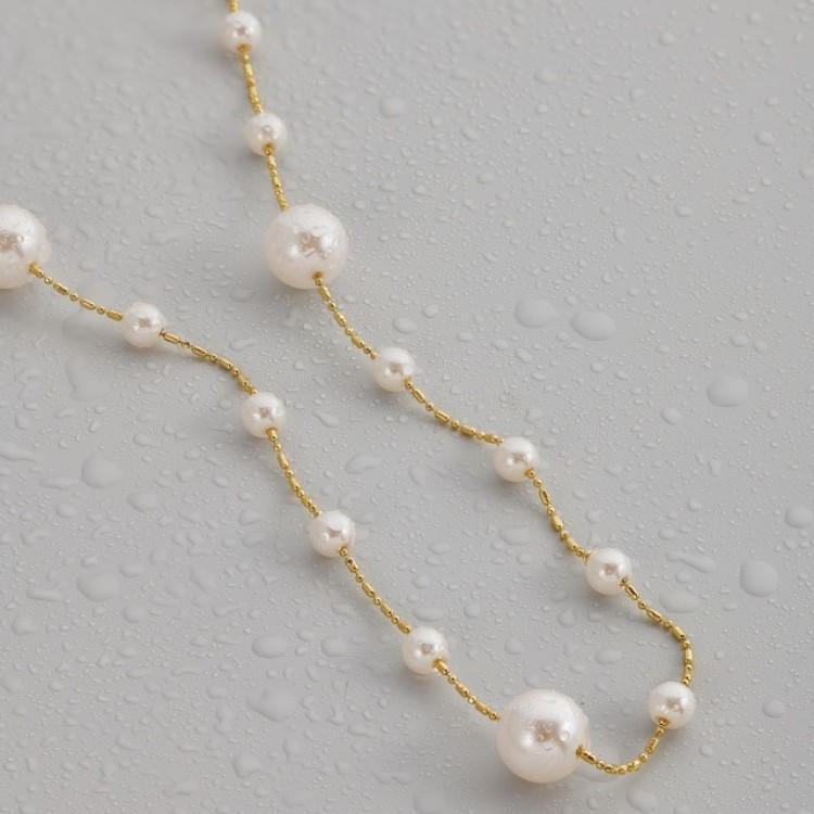 Подвеска длинная с жемчугом в золоте Meduza Crystal