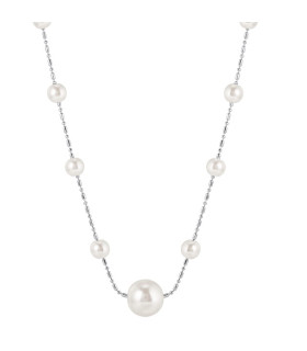 Подвеска длинная с жемчугом в белом золоте