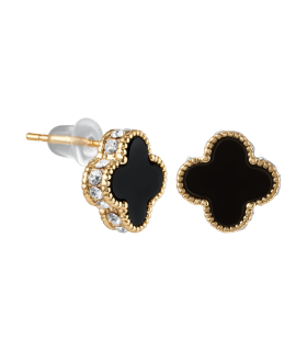 Серьги Ванклиф золотистые с цирконом 