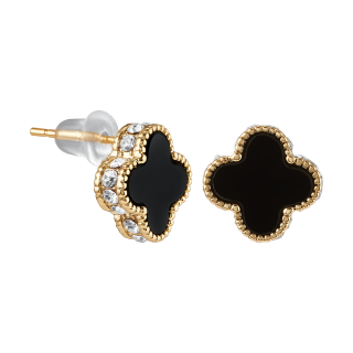 Серьги Ванклиф золотистые с цирконом 