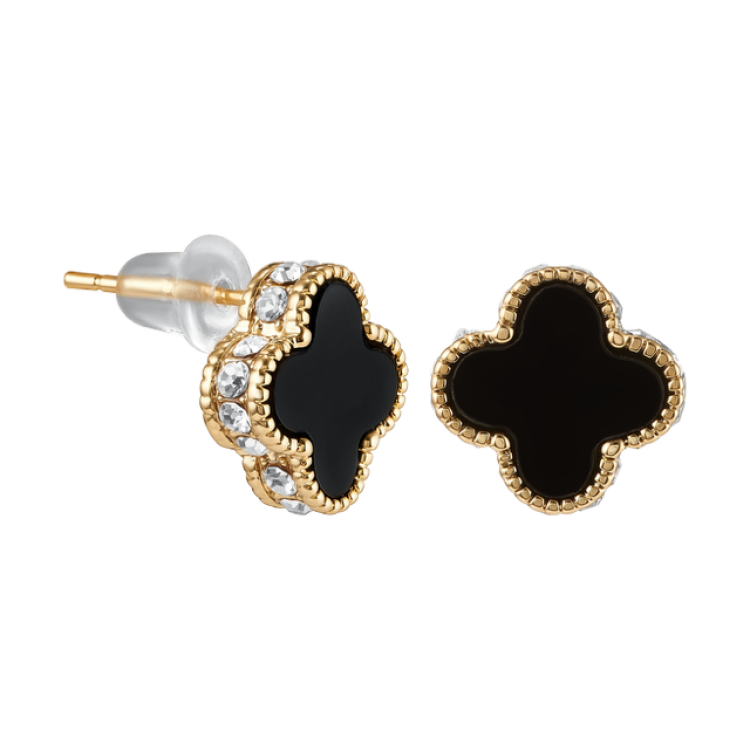 Серьги Ванклиф золотистые с цирконом Meduza Crystal