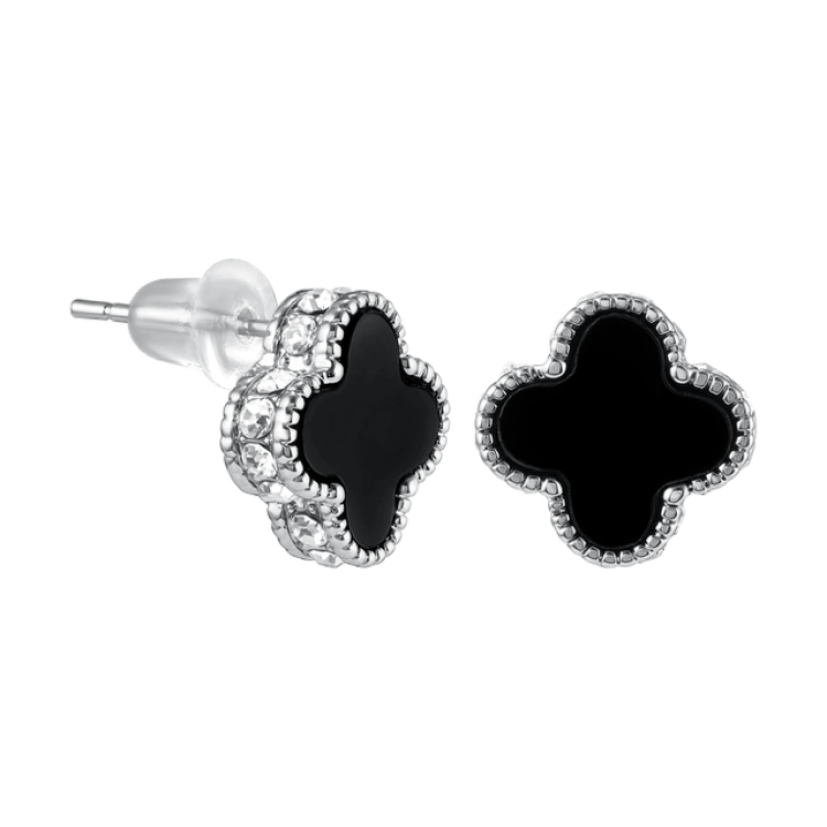 Серьги Ванклиф серебристые с цирконом Meduza Crystal