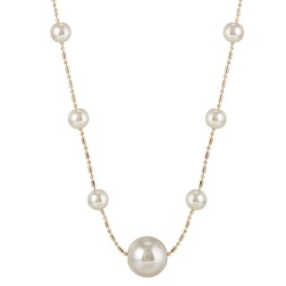 Подвеска длинная с жемчугом в бронзе