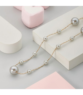 Подвеска длинная с жемчугом в бронзе