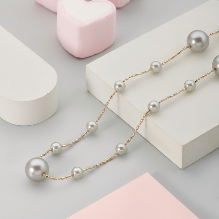 Подвеска длинная с жемчугом в бронзе Meduza Crystal