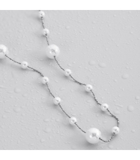 Подвеска длинная с жемчугом в белом золоте