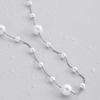 Подвеска длинная с жемчугом в белом золоте