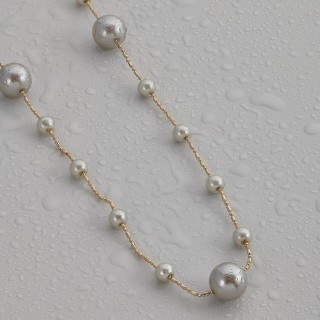 Подвеска длинная с жемчугом в бронзе