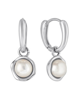 Серьги с речным жемчугом в белом золоте