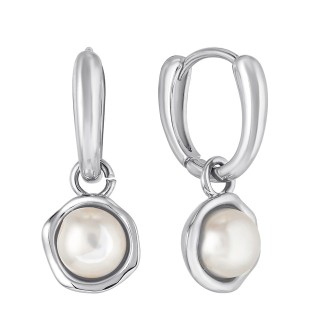 Серьги с речным жемчугом в белом золоте