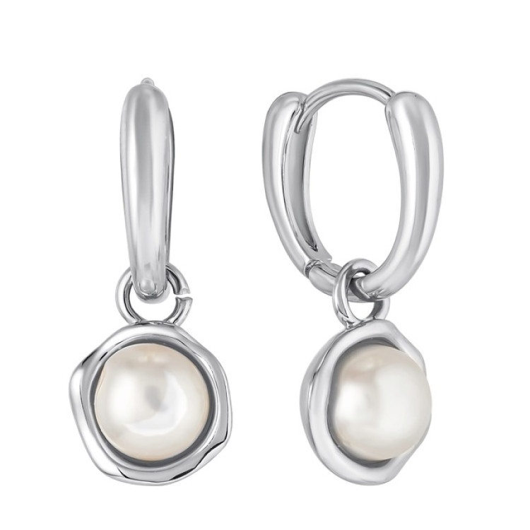 Серьги с речным жемчугом в белом золоте