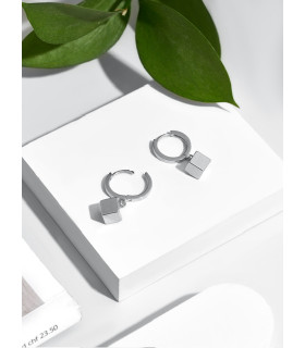 Серьги Кубы на колечках в серебре