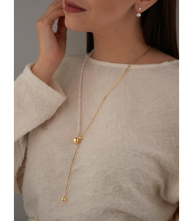 Подвеска бегунок жемчуг в золоте